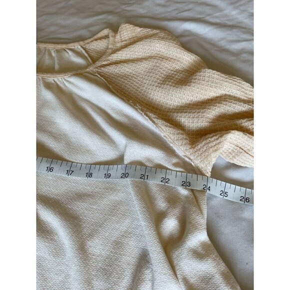 We The Free Sz Small Top Oversized Off White Cream Knit Cotton Boho Peasant - Picture 10 of 12